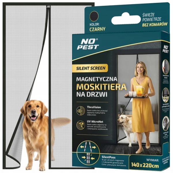 Moskitiera na drzwi balkonowe magnetyczna antracyt 140x220cm Silent Screen No Pest®