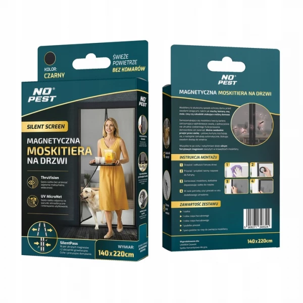 Moskitiera na drzwi balkonowe magnetyczna antracyt 140x220cm Silent Screen No Pest®