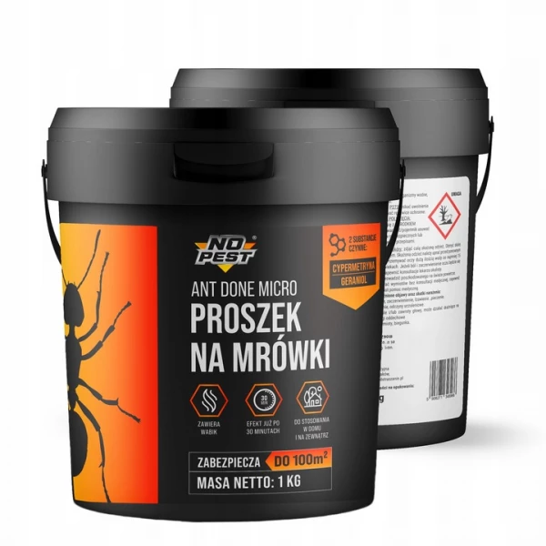 Proszek na mrówki 1 kg No Pest® Ant Done Micro granulat. Środek na mrówki w domu, ogrodzie.