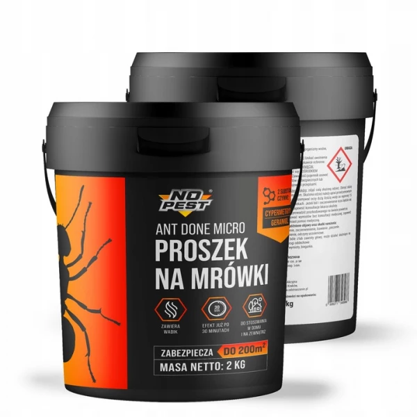 Proszek na mrówki 2 kg No Pest® Ant Done Micro granulat. Środek na mrówki w domu, ogrodzie.