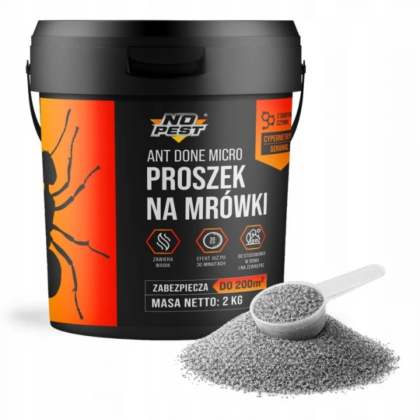 Proszek na mrówki 2 kg No Pest® Ant Done Micro granulat. Środek na mrówki w domu, ogrodzie.