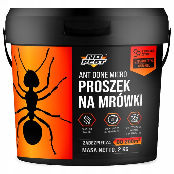 Proszek na mrówki 2 kg No Pest® Ant Done Micro granulat. Środek na mrówki w domu, ogrodzie.