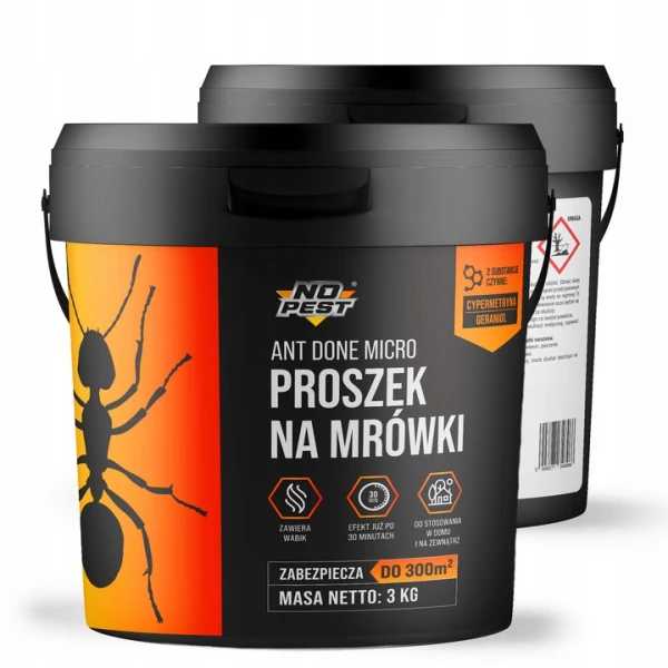 Proszek na mrówki 3 kg No Pest® Ant Done Micro granulat. Środek na mrówki w domu, ogrodzie.