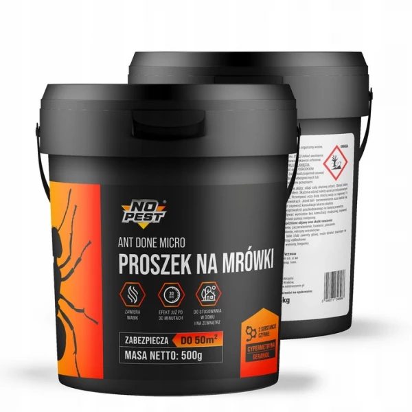 Proszek na mrówki 500 g No Pest® Ant Done Micro granulat. Środek na mrówki w domu, ogrodzie.