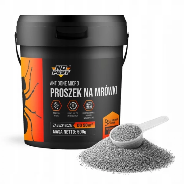 Proszek na mrówki 500 g No Pest® Ant Done Micro granulat. Środek na mrówki w domu, ogrodzie.