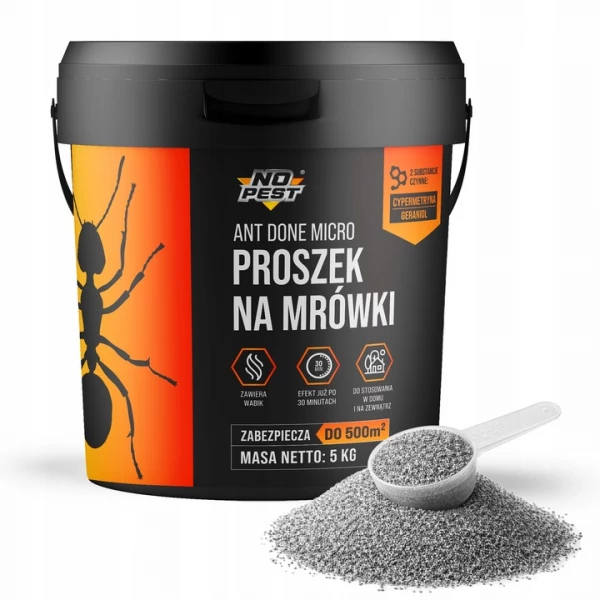 Proszek na mrówki 5 kg No Pest® Ant Done Micro granulat. Środek na mrówki w domu, ogrodzie.