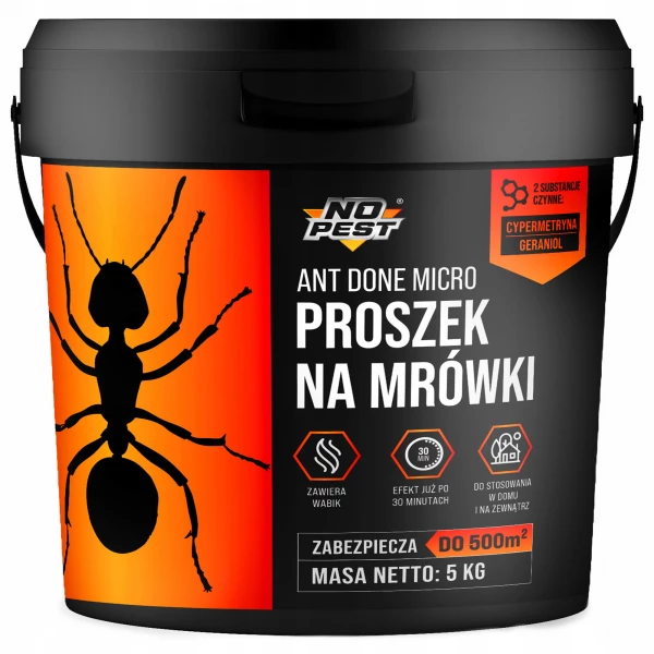 Proszek na mrówki 5 kg No Pest® Ant Done Micro granulat. Środek na mrówki w domu, ogrodzie.
