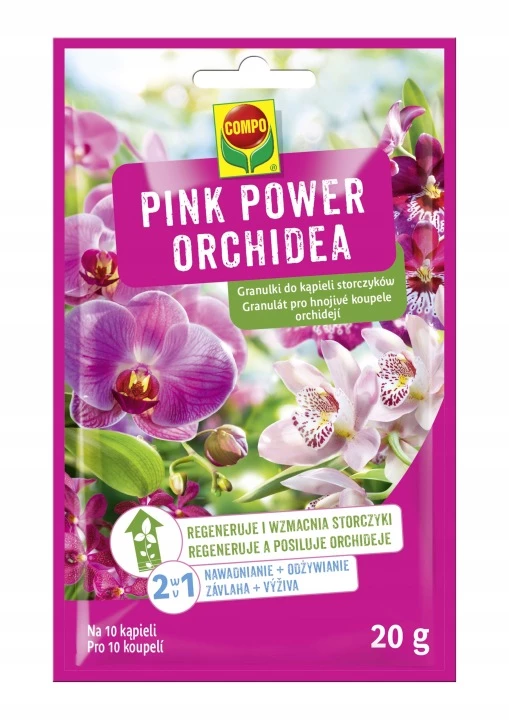 granulki do kąpieli storczyków, nawóz do storczyków COMPO, Pink Power Orchidea, kąpiel storczyków nawóz, nawóz NPK storczyki, nawożenie storczyków granulki, odżywka do storczyków COMPO, pielęgnacja storczyków nawóz, COMPO storczyki, granulki nawozowe storczyki