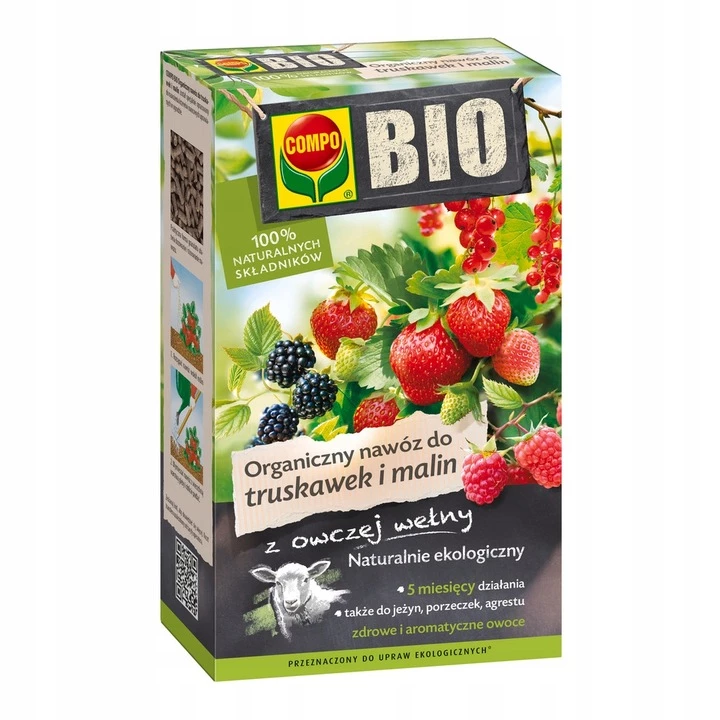 nawóz do truskawek, nawóz organiczny do truskawek, nawóz BIO do truskawek, nawożenie truskawek w ogrodzie, nawóz ogrodowy do owoców, COMPO BIO nawóz do truskawek, nawóz do roślin jagodowych, nawóz ogrodniczy organiczny 750 g