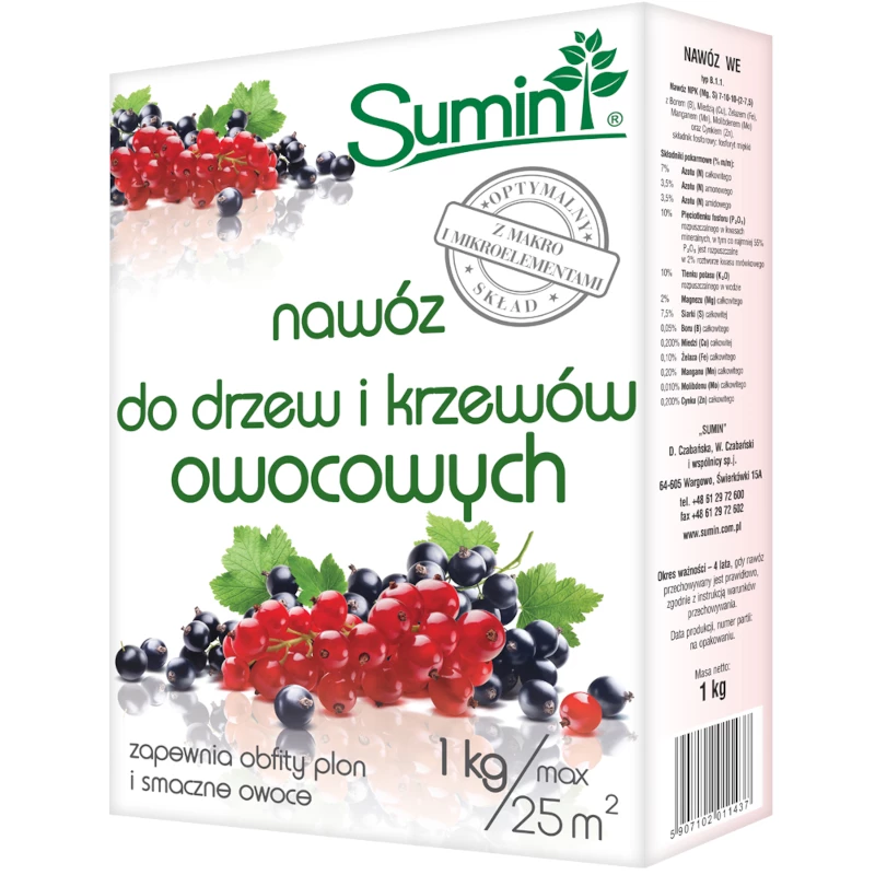 nawóz do drzew owocowych, nawóz do krzewów owocowych, nawóz sadowniczy, nawóz do jabłoni, nawóz do porzeczek, nawóz ogrodowy, nawóz granulowany, nawóz Sumin, nawożenie drzew owocowych, nawóz do ogrodu 1 kg