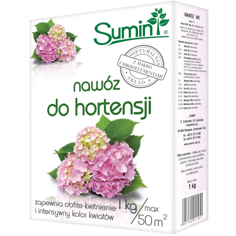 nawóz do hortensji, nawóz hortensja granulat, nawóz SUMIN hortensje, nawóz do hortensji ogrodowych, nawóz do krzewów ozdobnych, nawóz do hortensji bukietowej, nawożenie hortensji, nawóz ogrodowy hortensje, hortensja nawóz 1 kg