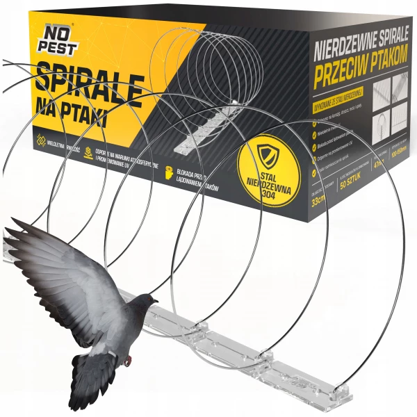 Spirale odstraszające na ptaki, gołębie ze stali nierdzewnej NO PEST® 33 cm