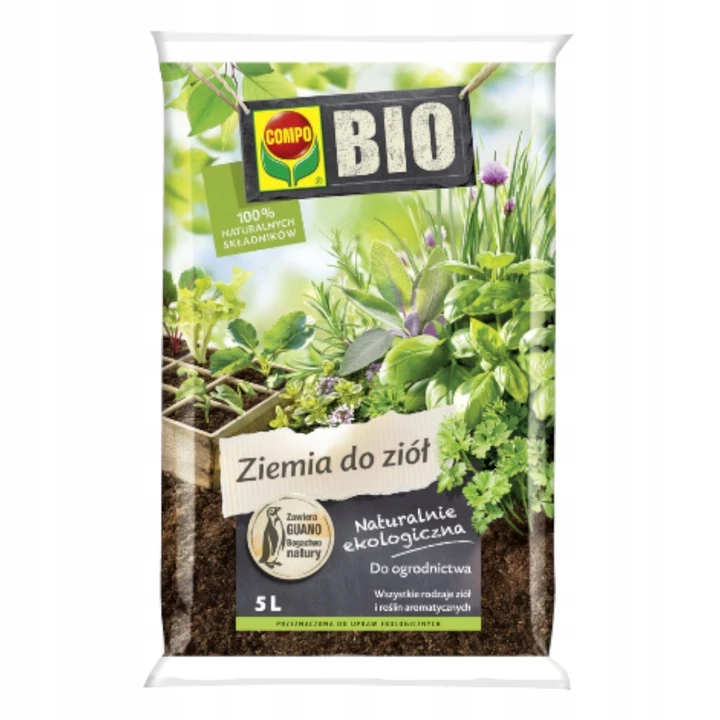 ziemia do ziół, podłoże do ziół, ziemia do bazylii, ziemia do mięty, ziemia do oregano, ziemia do melisy, ziemia do roślin aromatycznych, compo bio ziemia do ziół, podłoże do uprawy ziół, naturalna ziemia do ziół 5l