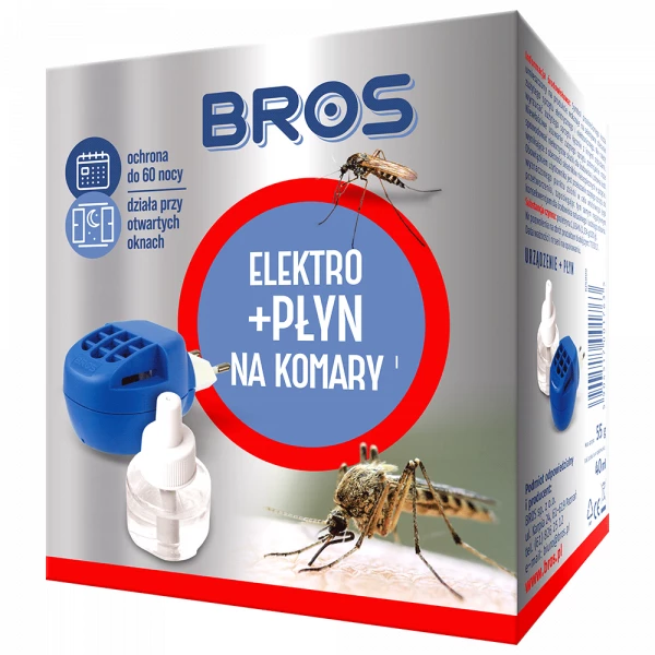 Elektrofumigator z płynem na komary i owady BROS 60 nocy