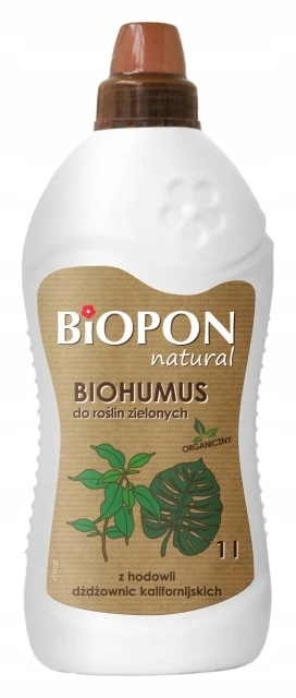biohumus do roślin zielonych, nawóz biopon 1l, nawóz do roślin liściastych, płynny nawóz organiczny, nawóz do roślin doniczkowych, biohumus bros, nawóz do kwiatów zielonych, nawóz balkonowy, nawóz ogrodowy, naturalny nawóz roślinny
