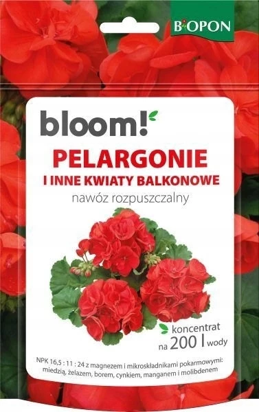 nawóz do pelargonii, nawóz do kwiatów balkonowych, biopon bloom, nawóz krystaliczny do kwiatów, nawóz rozpuszczalny do roślin balkonowych, nawóz do surfinii, nawóz do petunii, nawóz do roślin ozdobnych, nawóz NPK do kwiatów, biopon nawóz balkonowy
