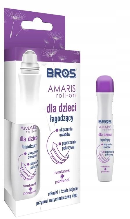 bros amaris roll-on, preparat na ukąszenia dla dzieci, roll on na komary, żel na ukąszenia owadów, preparat na podrażnienia skóry, rumianek pantenol roll-on, środek po ukąszeniach, roll-on dla dzieci, preparat na pokrzywę, bros amaris 15 ml