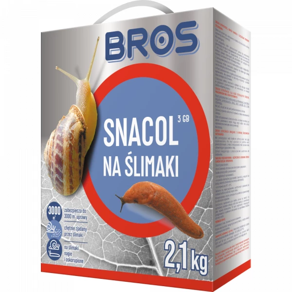 Środek na ślimaki w ogrodzie, granulat BROS Snacol 3 GB 2,1kg