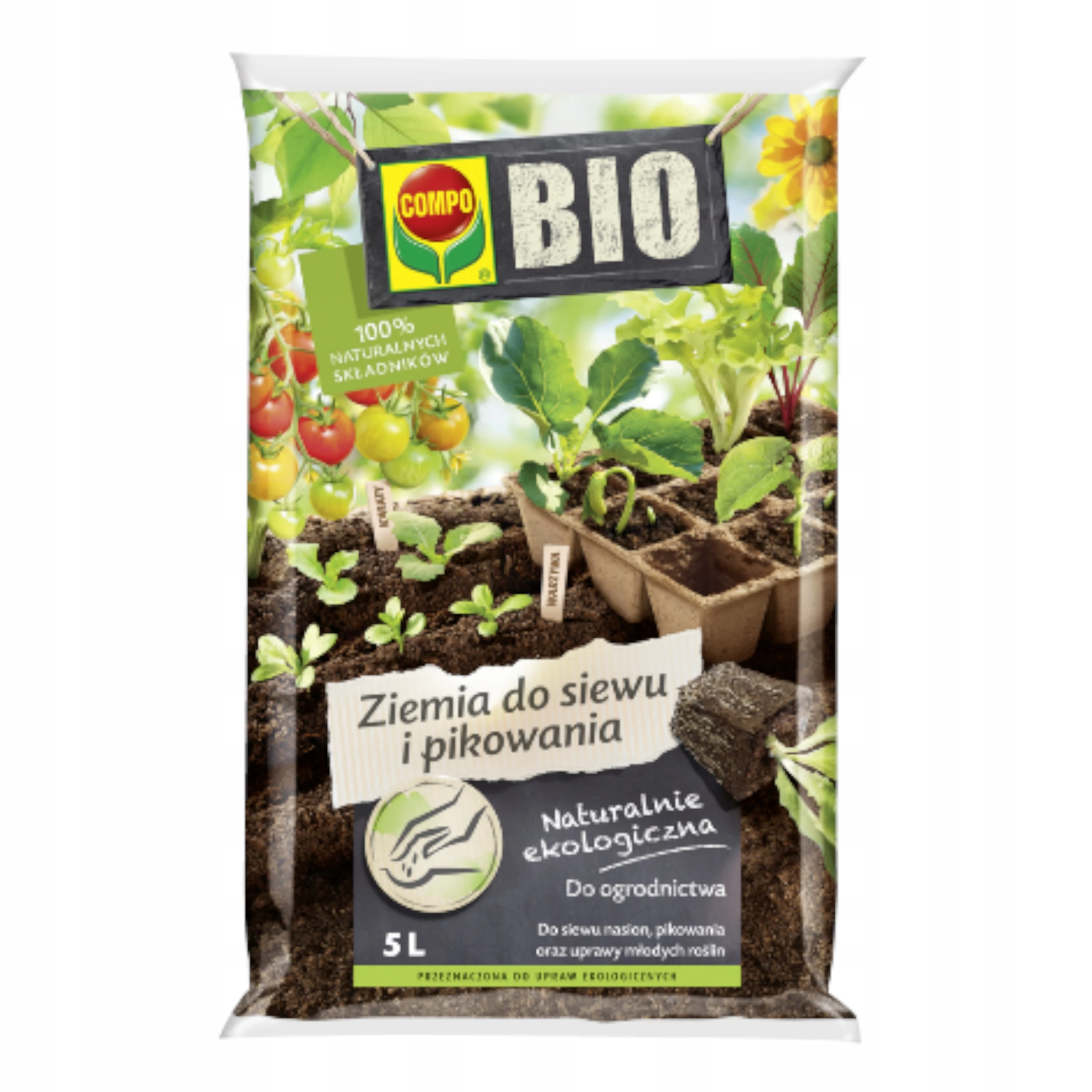 ziemia do siewu, ziemia do pikowania, podłoże do rozsady, ziemia ogrodnicza bio, podłoże do wysiewu nasion, ziemia ekologiczna do roślin, ziemia do sadzonek, podłoże ogrodnicze COMPO, ziemia do młodych roślin, podłoże do upraw ekologicznych