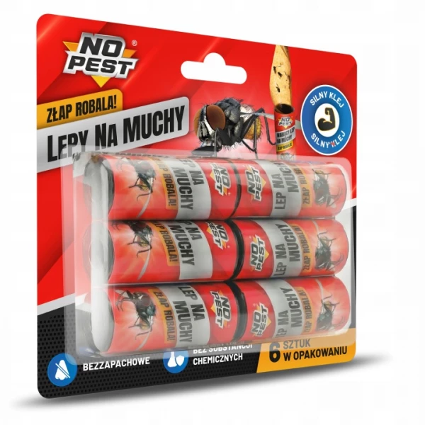 Pułapka na muchy No Pest®. Wabiący lep na muchy 6 szt.