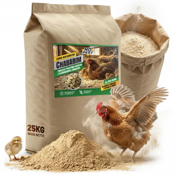Środek na ptaszyńca kurzego, pleśniakowca, roztocza proszek No Pest® Chabarim 25 kg