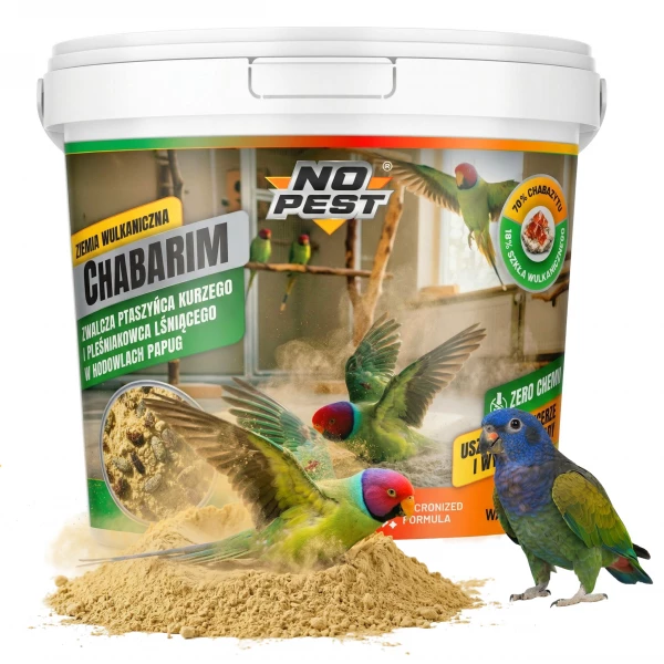 Środek na ptaszyńca kurzego, roztocza, piórojady dla papug No Pest® Chabarim 1 kg