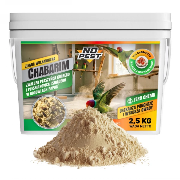 Środek na ptaszyńca kurzego, roztocza, piórojady dla papug No Pest® Chabarim 2,5 kg