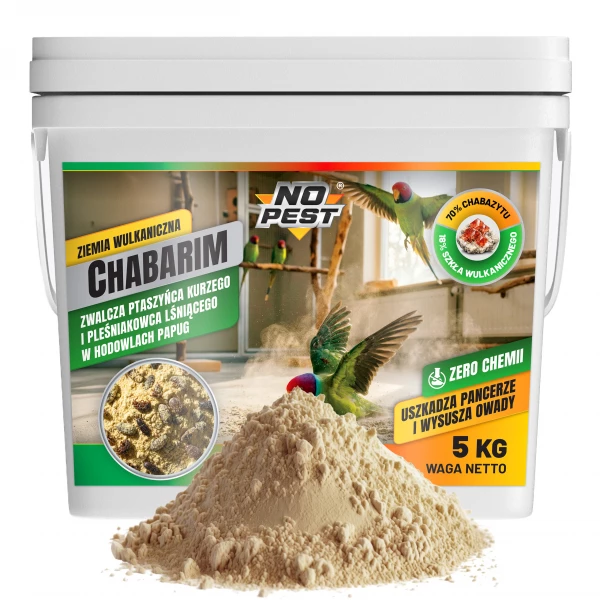 Środek na ptaszyńca kurzego, roztocza, piórojady dla papug No Pest® Chabarim 5 kg