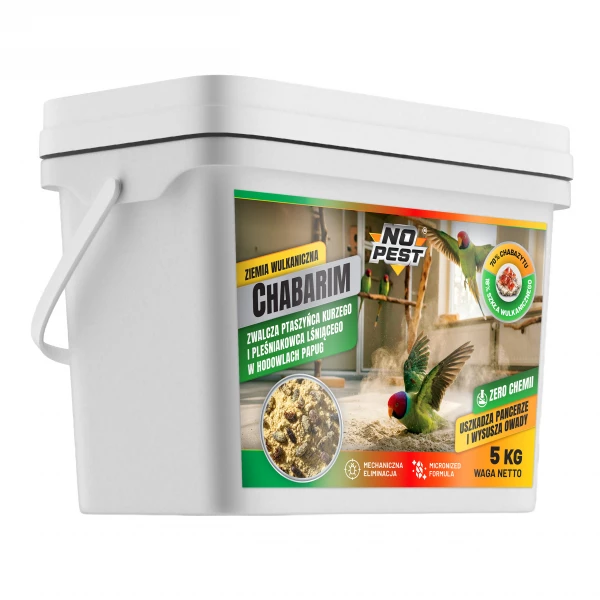 Środek na ptaszyńca kurzego, roztocza, piórojady dla papug No Pest® Chabarim 5 kg