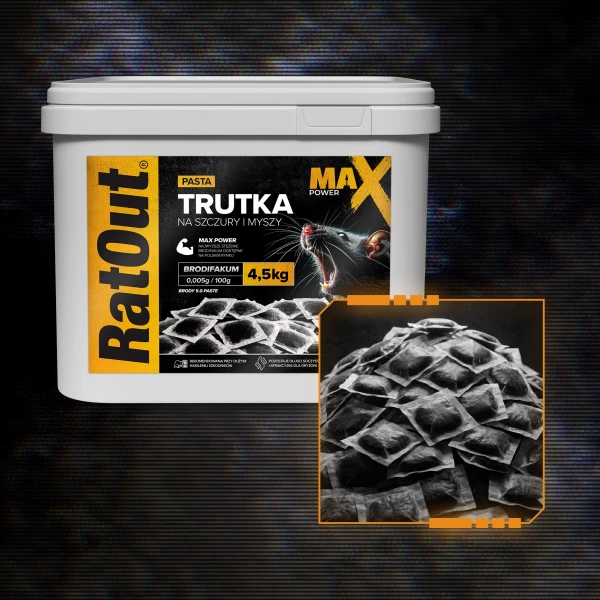 Najmocniejsza trutka na szczury, myszy, gryzonie od RatOut® pasta brodifakum MaX Power 4,5 kg