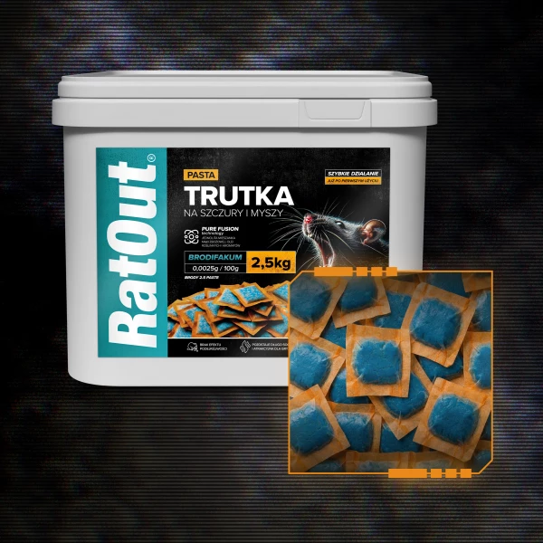 Trutka na szczury, myszy, gryzonie, pasta orzechowa brodifakum RatOut® wiadro 2,5 kg