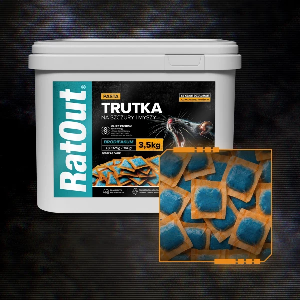 Trutka na szczury, myszy, gryzonie, pasta orzechowa brodifakum RatOut® wiadro 3,5 kg