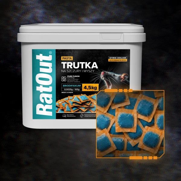 Trutka na szczury, myszy, gryzonie, pasta orzechowa brodifakum RatOut® wiadro 4,5 kg