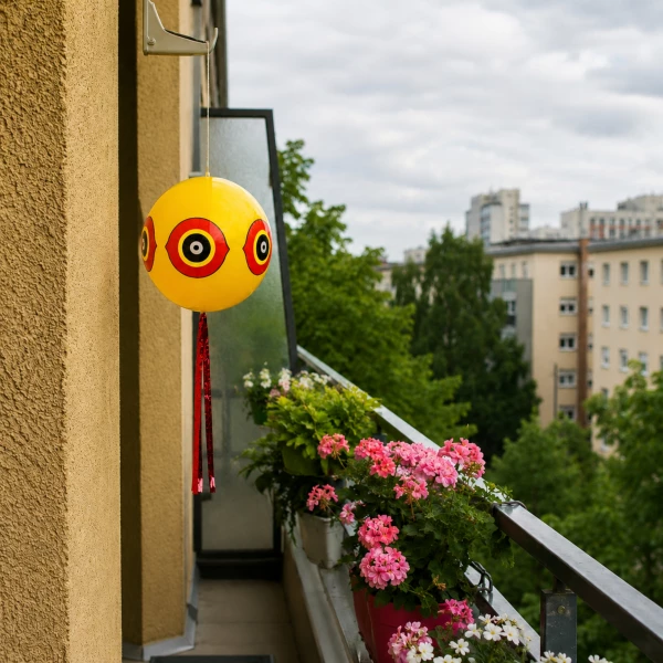 Odstraszacz ptaków. Balon odstraszający gołębie z balkonu, szpaki.