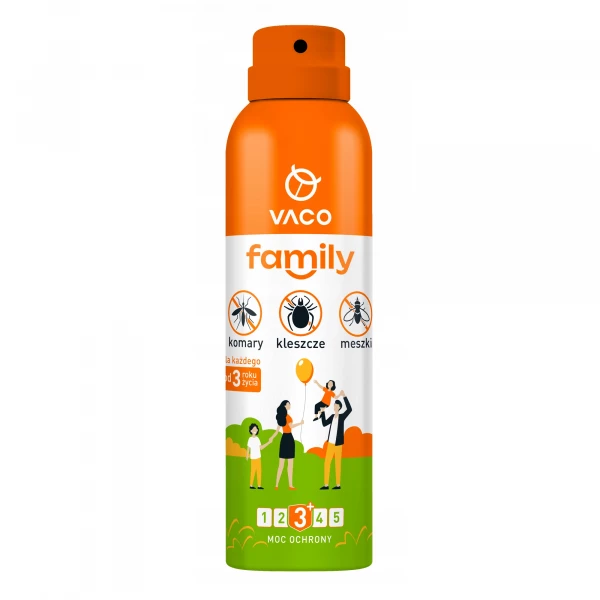 Środek na komary, kleszcze i meszki Vaco family. Spray 100ml.