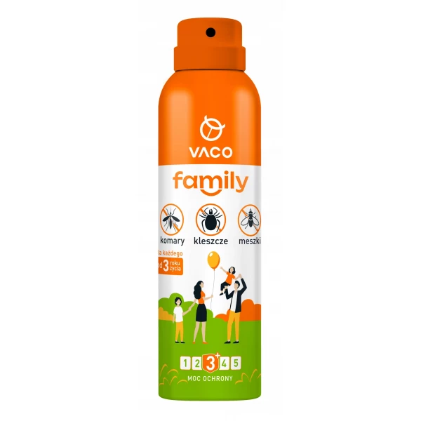 Środek na komary, kleszcze i meszki Vaco family. Spray 100ml.