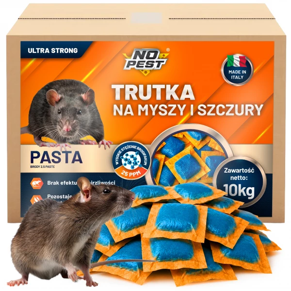 Trutka na szczury i myszy, gryzonie 10kg No Pest® brodifakum pasta orzechowa