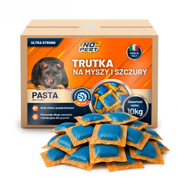 Trutka na szczury i myszy, gryzonie 10kg No Pest® brodifakum pasta orzechowa