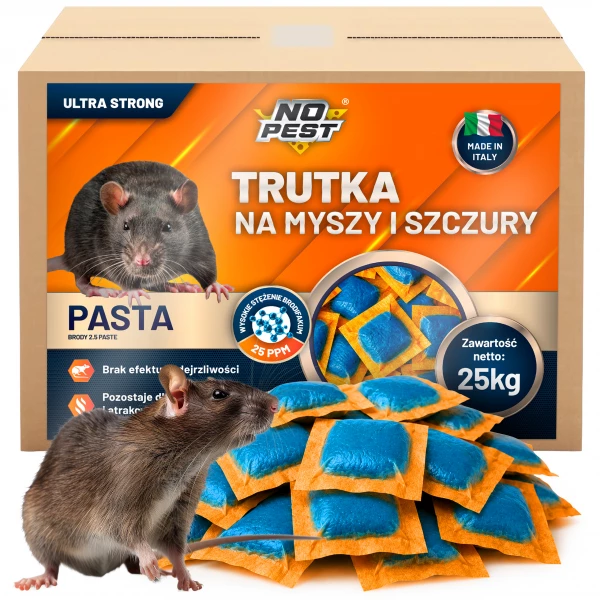 Kopia Trutka na szczury i myszy, gryzonie 25kg No Pest® brodifakum pasta orzechowa
