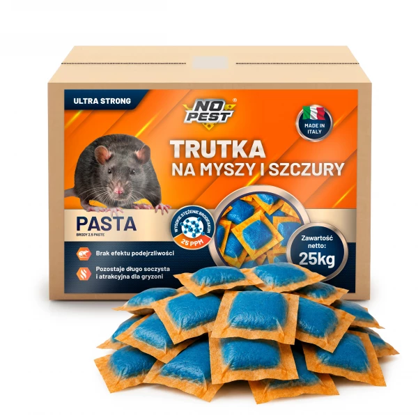 Kopia Trutka na szczury i myszy, gryzonie 25kg No Pest® brodifakum pasta orzechowa