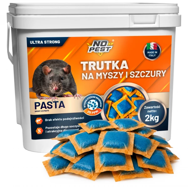 Trutka na szczury i myszy, gryzonie 2kg No Pest® brodifakum pasta orzechowa