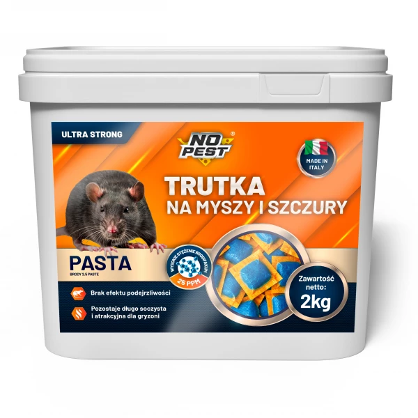 Trutka na szczury i myszy, gryzonie 2kg No Pest® brodifakum pasta orzechowa