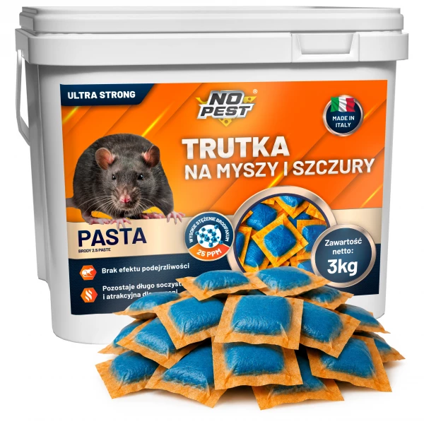 Trutka na szczury i myszy, gryzonie 3kg No Pest® brodifakum pasta orzechowa