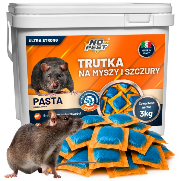 Trutka na szczury i myszy, gryzonie 3kg No Pest® brodifakum pasta orzechowa