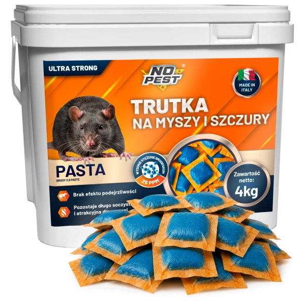 Trutka na szczury i myszy, gryzonie 4kg No Pest® brodifakum pasta orzechowa