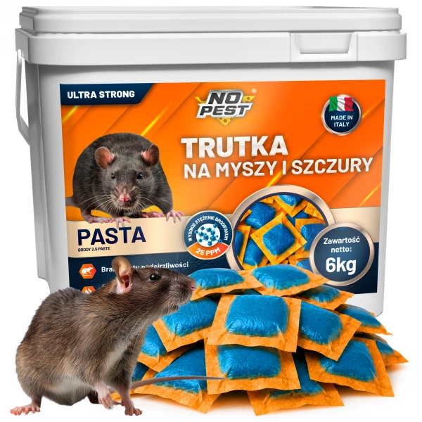Trutka na szczury i myszy, gryzonie 6kg No Pest® brodifakum pasta orzechowa