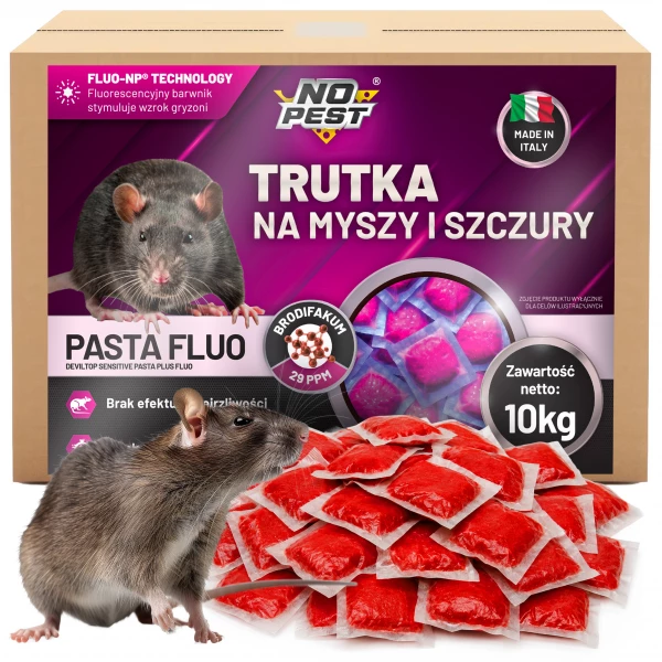 Trutka na myszy, szczury, gryzonie, pasta fluorescencyjna brodifakum No Pest® 10 kg