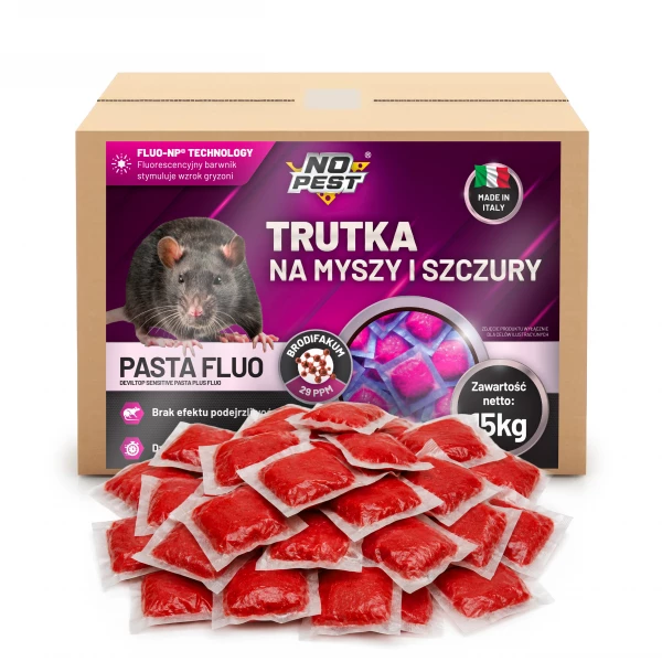 Trutka na myszy, szczury, gryzonie, pasta fluorescencyjna brodifakum No Pest® 15 kg