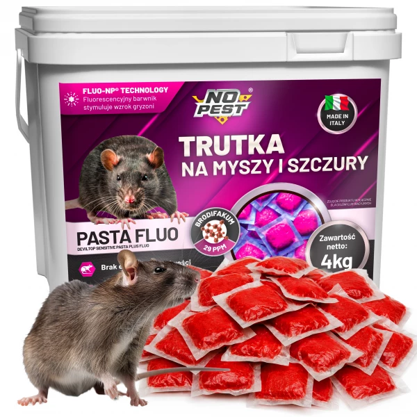 Trutka na myszy, szczury, gryzonie, pasta fluorescencyjna brodifakum No Pest® 4 kg