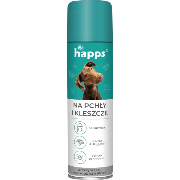 Happs Spray na kleszcze dla psów, na pchły do budy, legowiska 250ml.